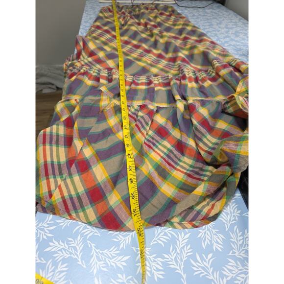 Gap Womens Sz S Plaid Ruffles Maxi Beachy BOHO Y2K Grunge Dress - Picture 11 of 12